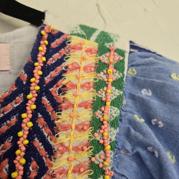 Anthro Verb by Pallavi Embroidered Swiss Dot Boho Blue Top - Picture 8 of 13